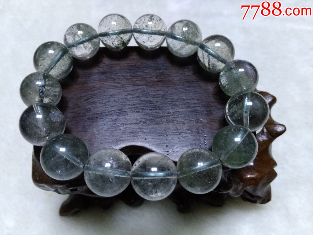 天然绿幽灵水晶手链49g