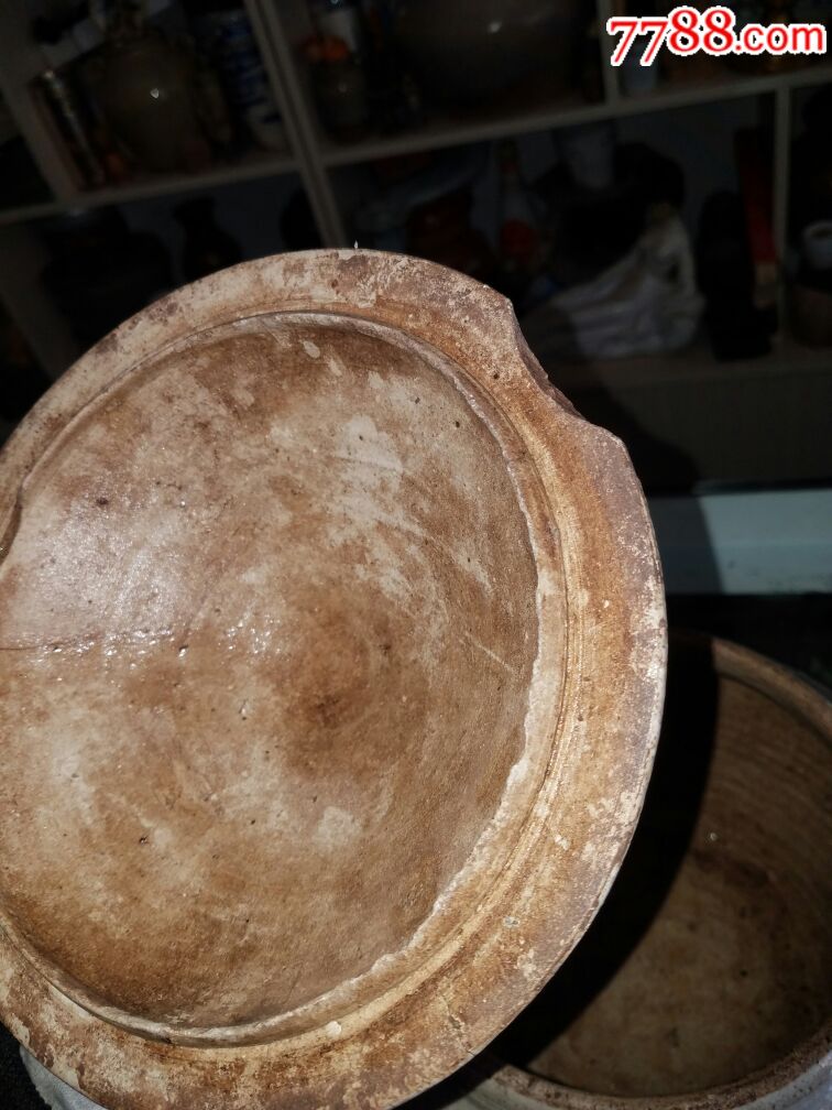 清代云南曲靖潦浒瓷厂陶制双耳白釉开片大罐-其他陶器-7788收藏