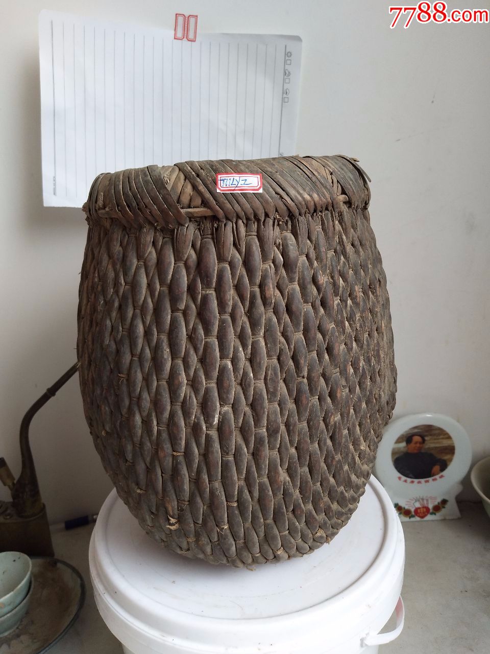 古董古玩瓷器民俗清朝民国老旧物件柳条编织米斗量斗米升量升箢篼711z