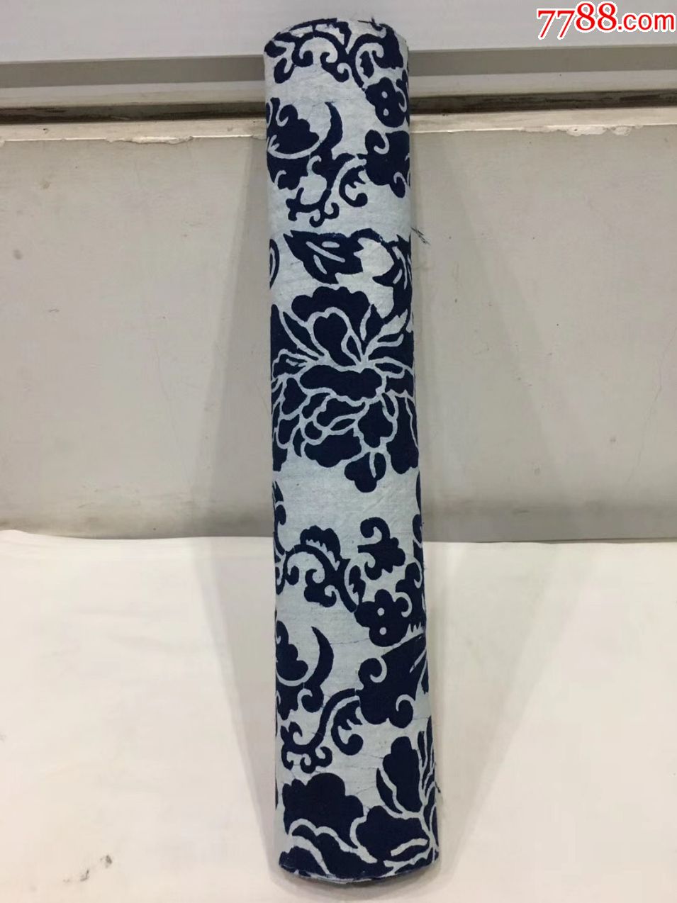 民国牡丹花卉纹蓝印花布一卷