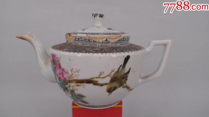 民国精品一流壶型新粉彩花鸟茶壶民国茶壶民国壶_旧瓷器_丁一晚清
