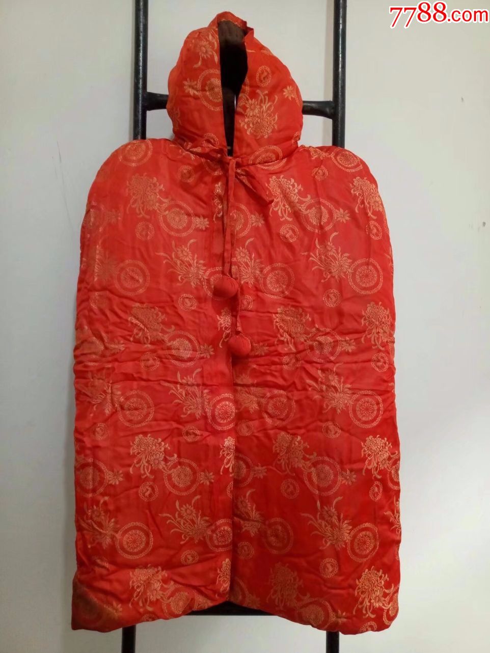 老式儿童斗篷,绸缎面棉披风,老民俗