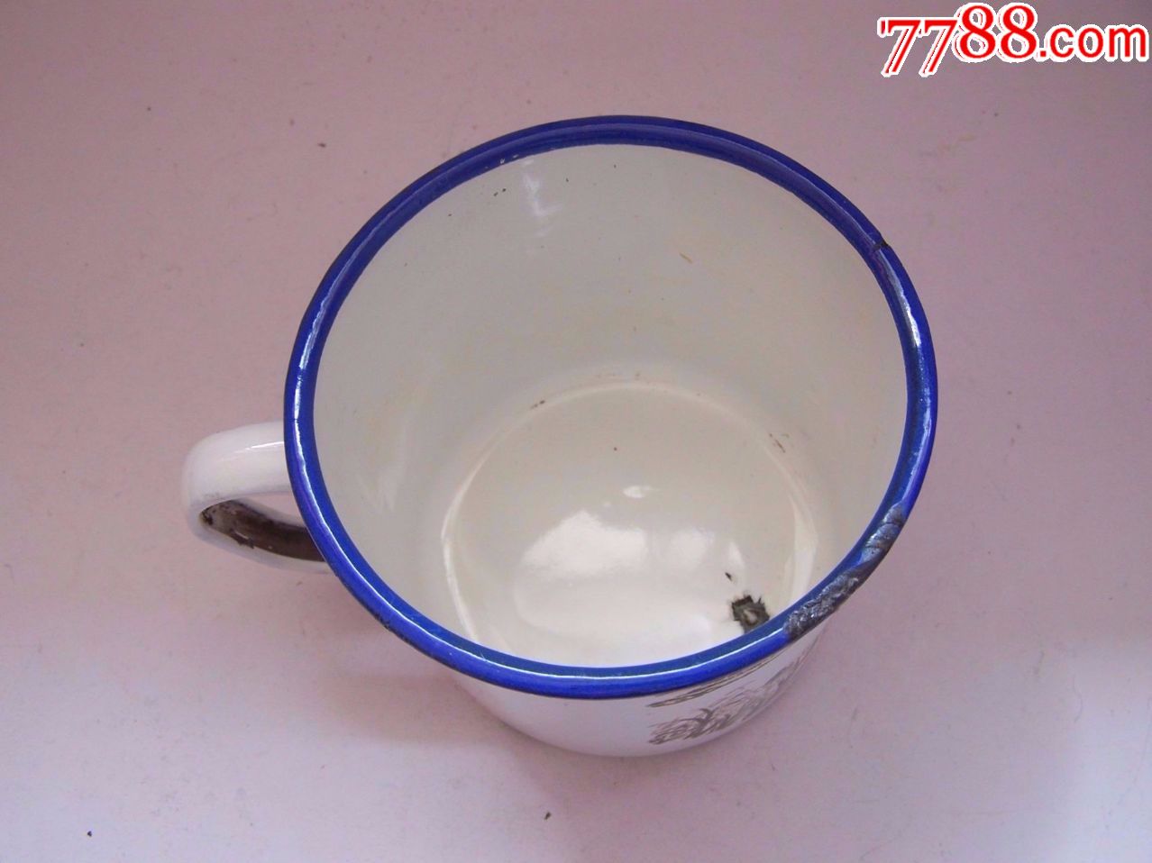 老式搪瓷缸(苏堤春晓,凹凸版,非常少见,杭州,飞机牌),点图可放大