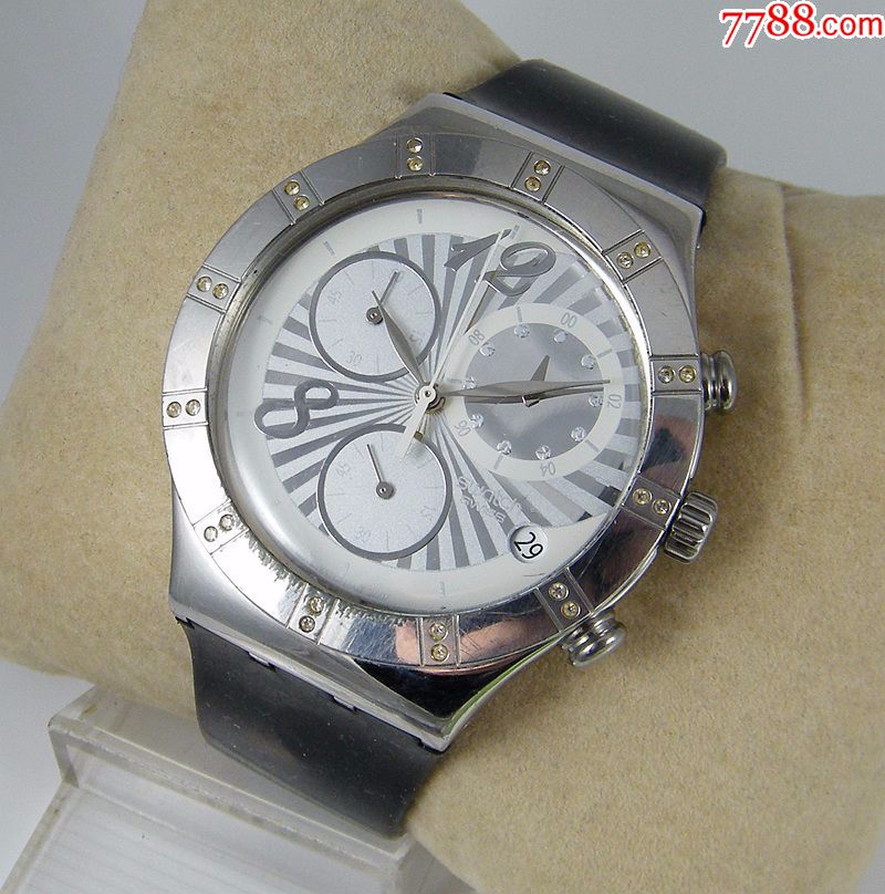 瑞士swatch斯沃琪全钢多针计时手表4钻v8