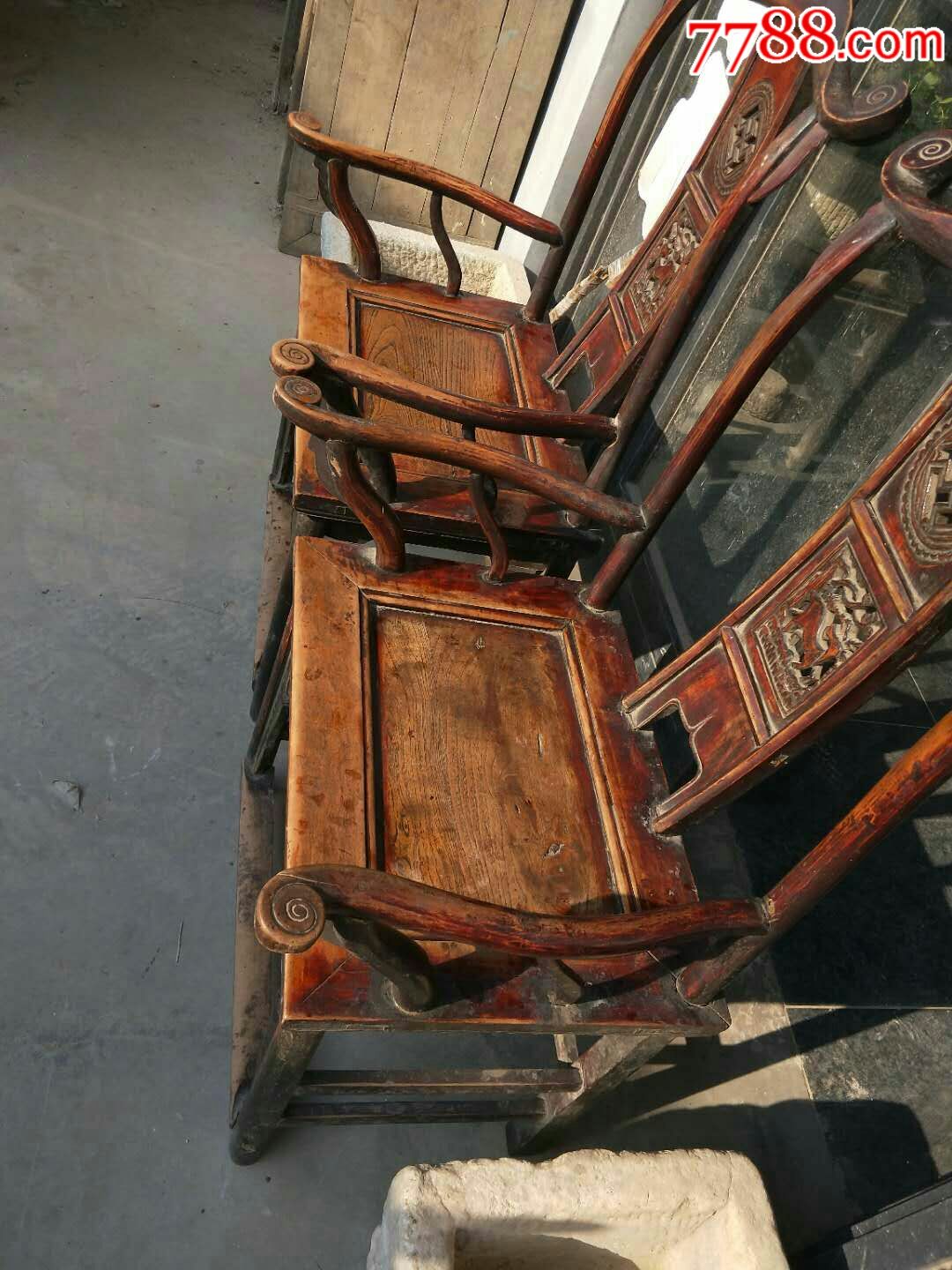 清代,枣木椅子一对_木椅/凳_第2张_7788旧家具收藏