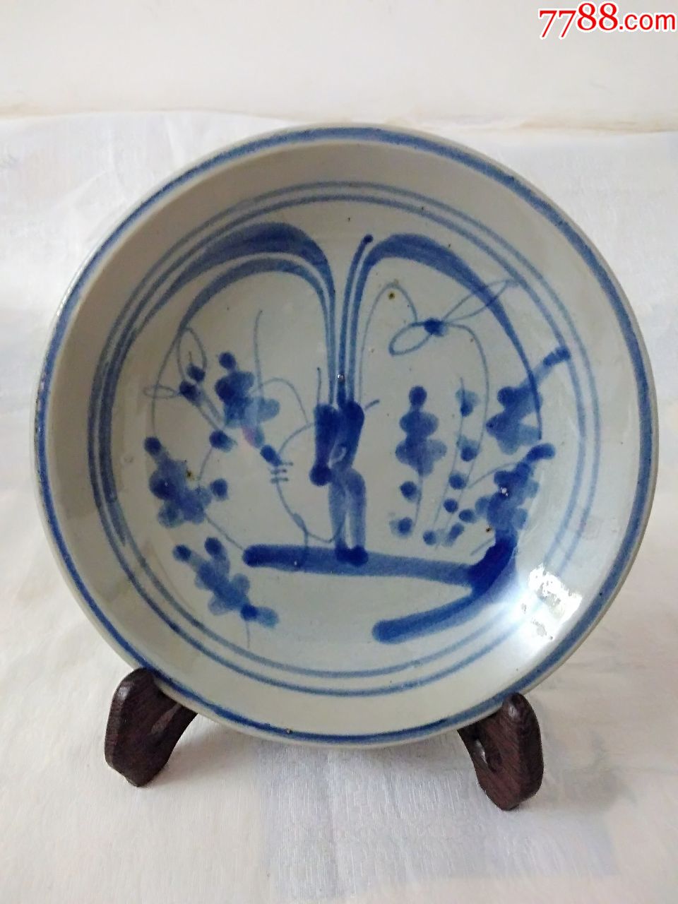 1990全品清代兰花纹青花盘