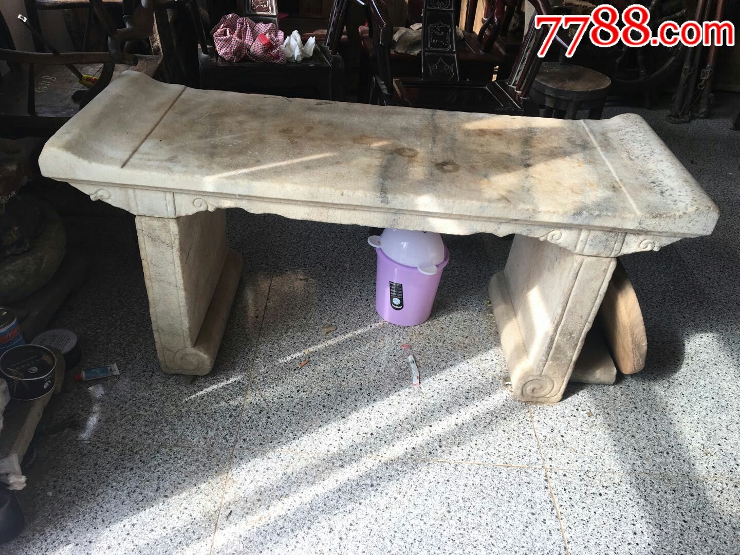 清代汉白玉石石桌