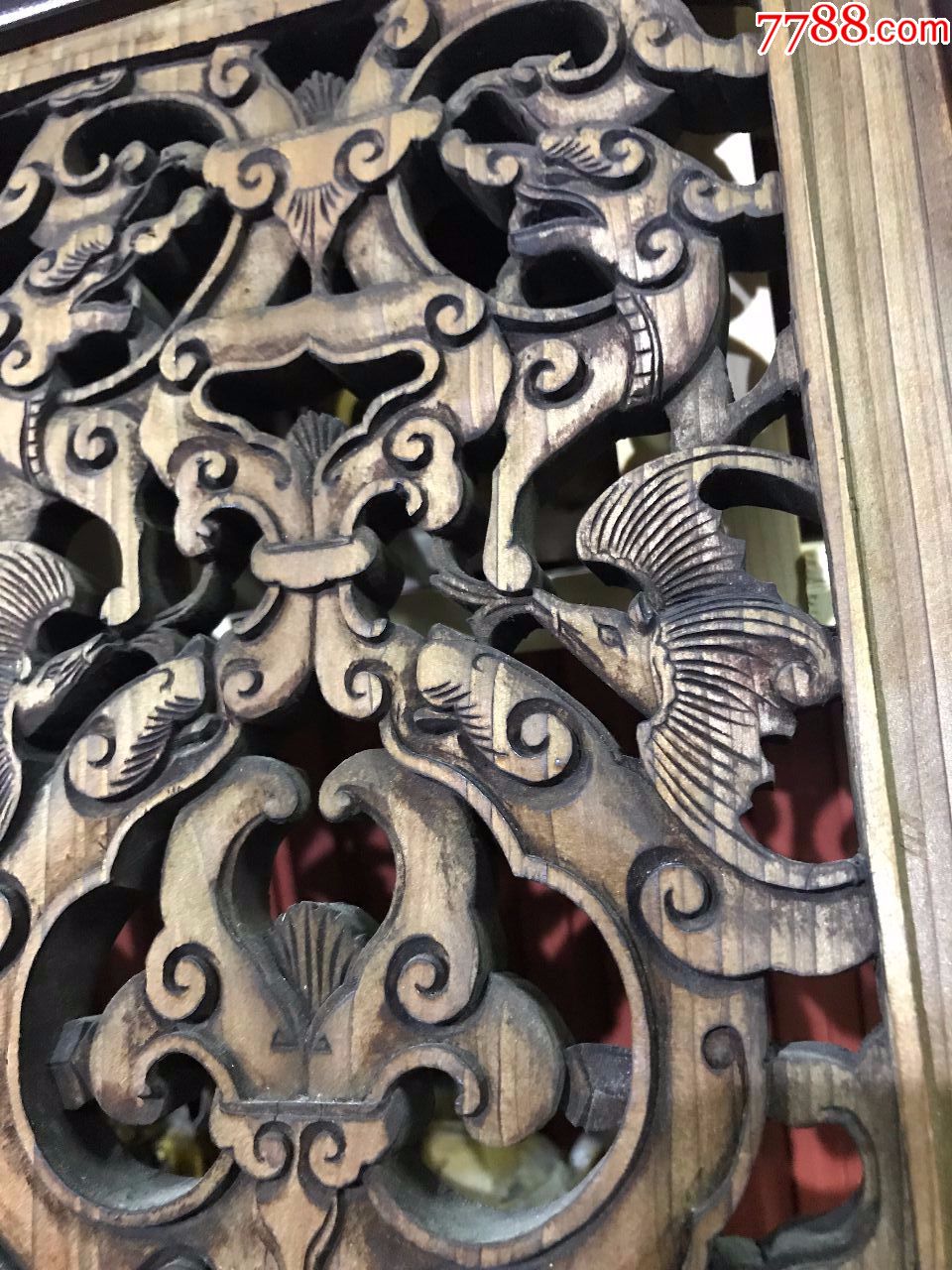 清代草龙花板一对