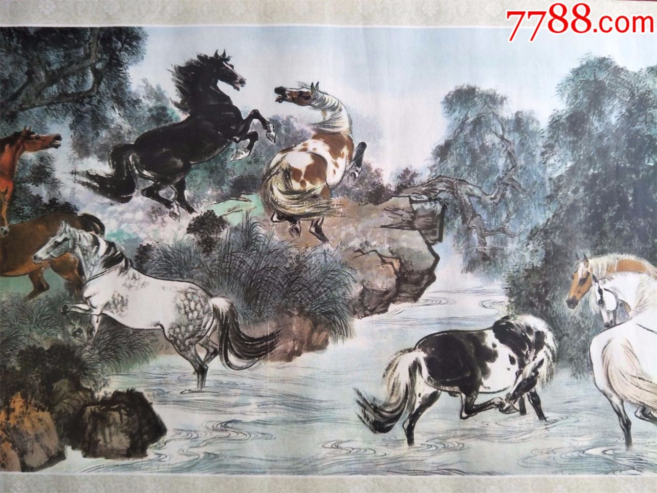 怀旧收藏年画《八骏马》作刘旦宅上海人民出版1982.4.