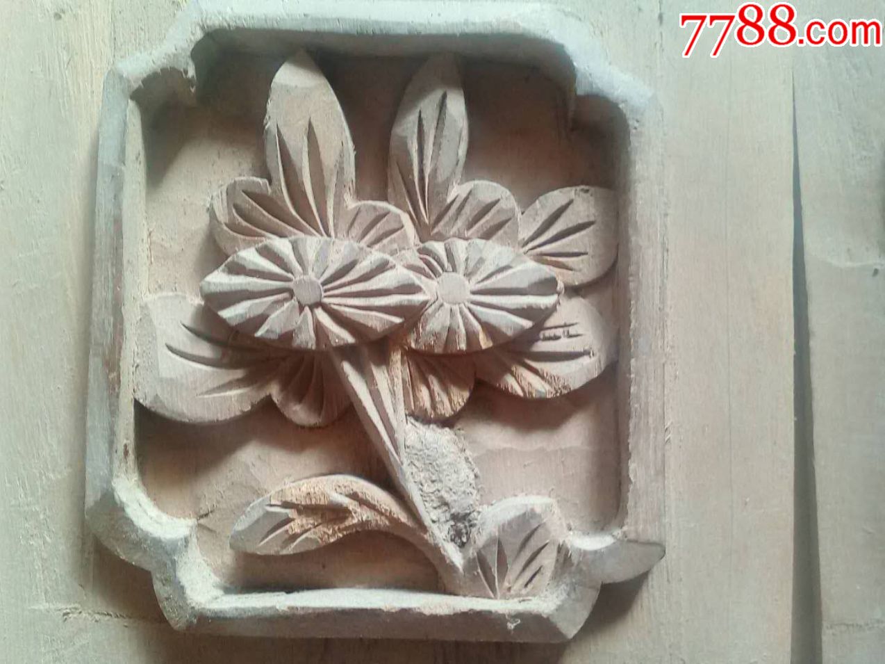 包邮一口价,纯手工雕刻木雕花鸟花卉图案八片,老家具上拆下来的