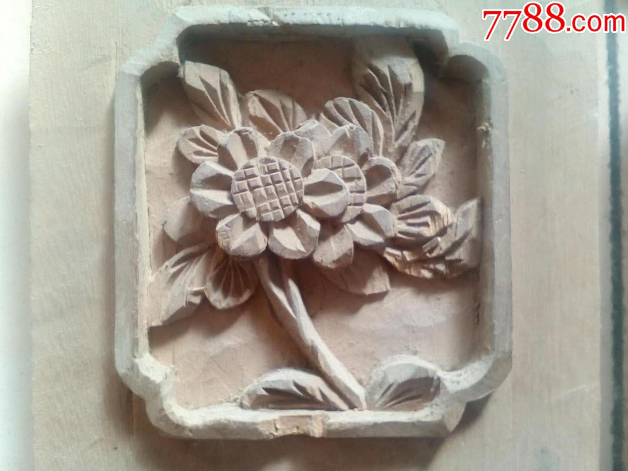 包邮一口价,纯手工雕刻木雕花鸟花卉图案八片,老家具上拆下来的