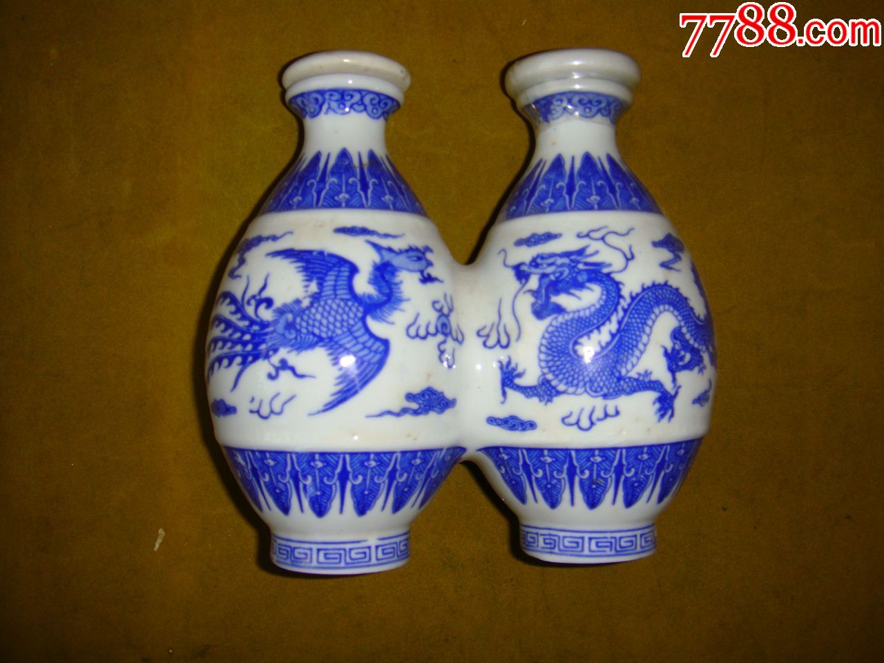 老酒瓶:会通河——青花双连壶造型(景德镇出品白釉)品相好无磕碰