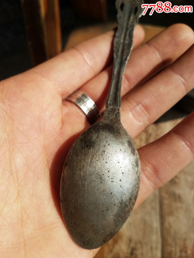 民国云南少见工艺精细老银勺子一把