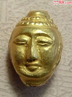 罕见的古代金佛头像佛像古玩杂项金器头饰艺术品