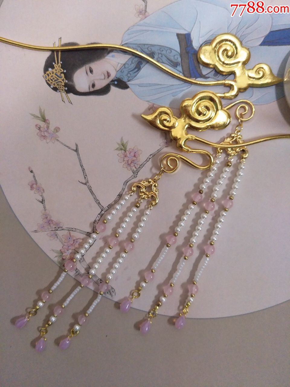 手工艺品,纯铜双面云纹发簪.