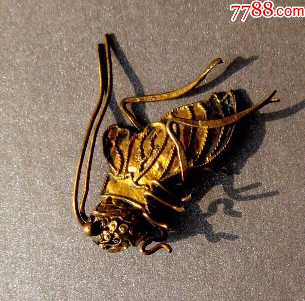 一对银鎏金蝈蝈