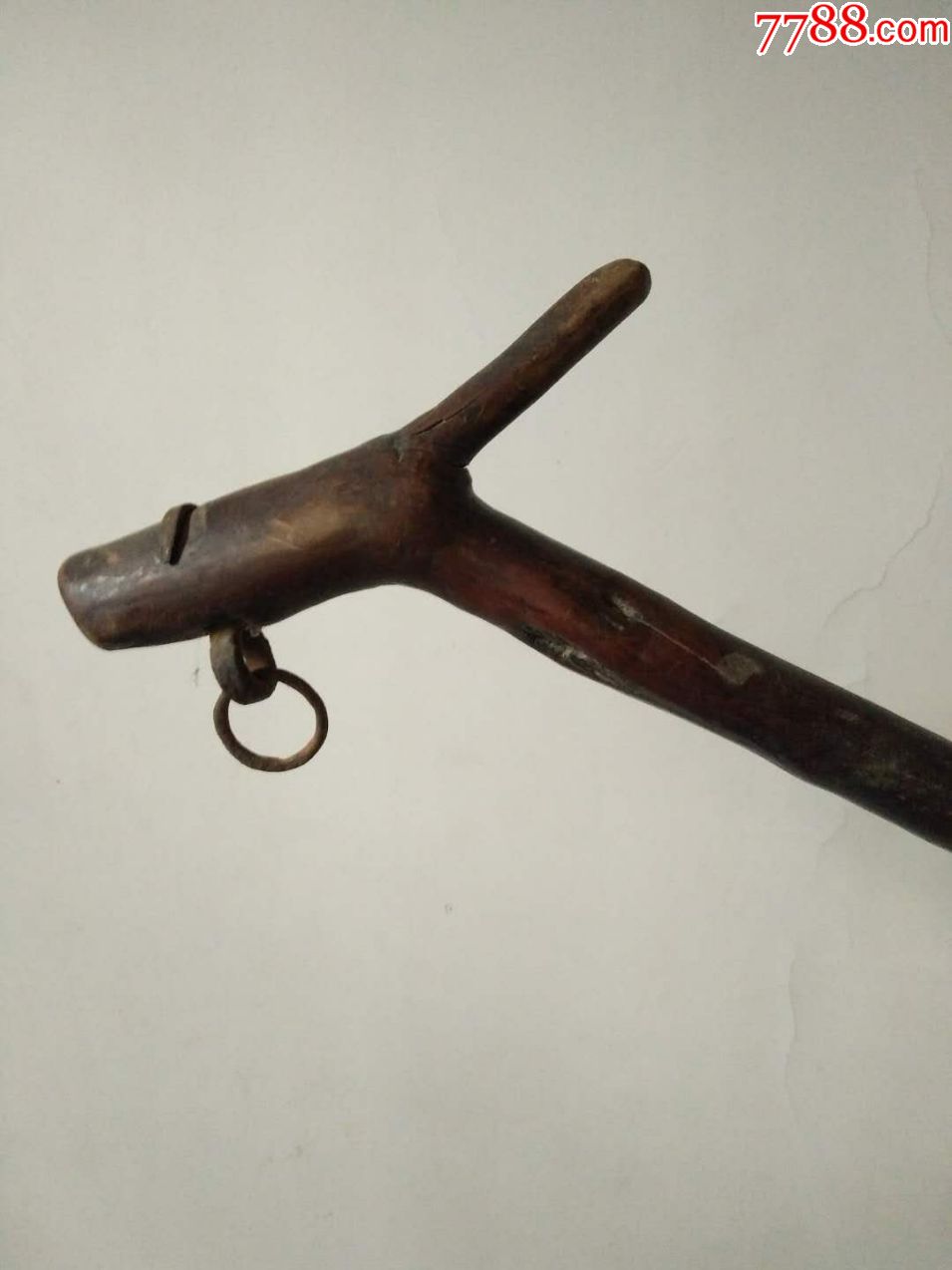 民国时期的文玩挑灯笼杆,鸟笼杆木质龙头收藏品复古艺术