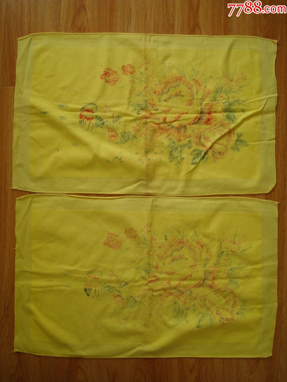 全新印花枕巾一对――【时灵】商标――十堰市毛巾厂