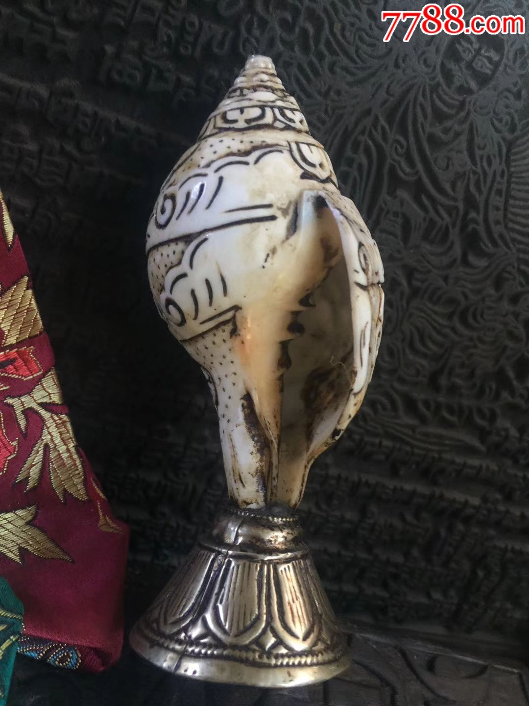 藏传法器手工雕刻法螺