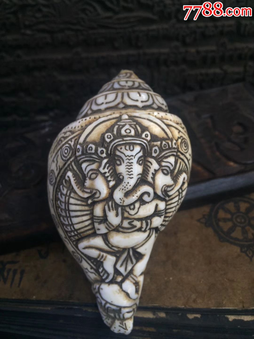 藏传法器手工雕刻白法螺