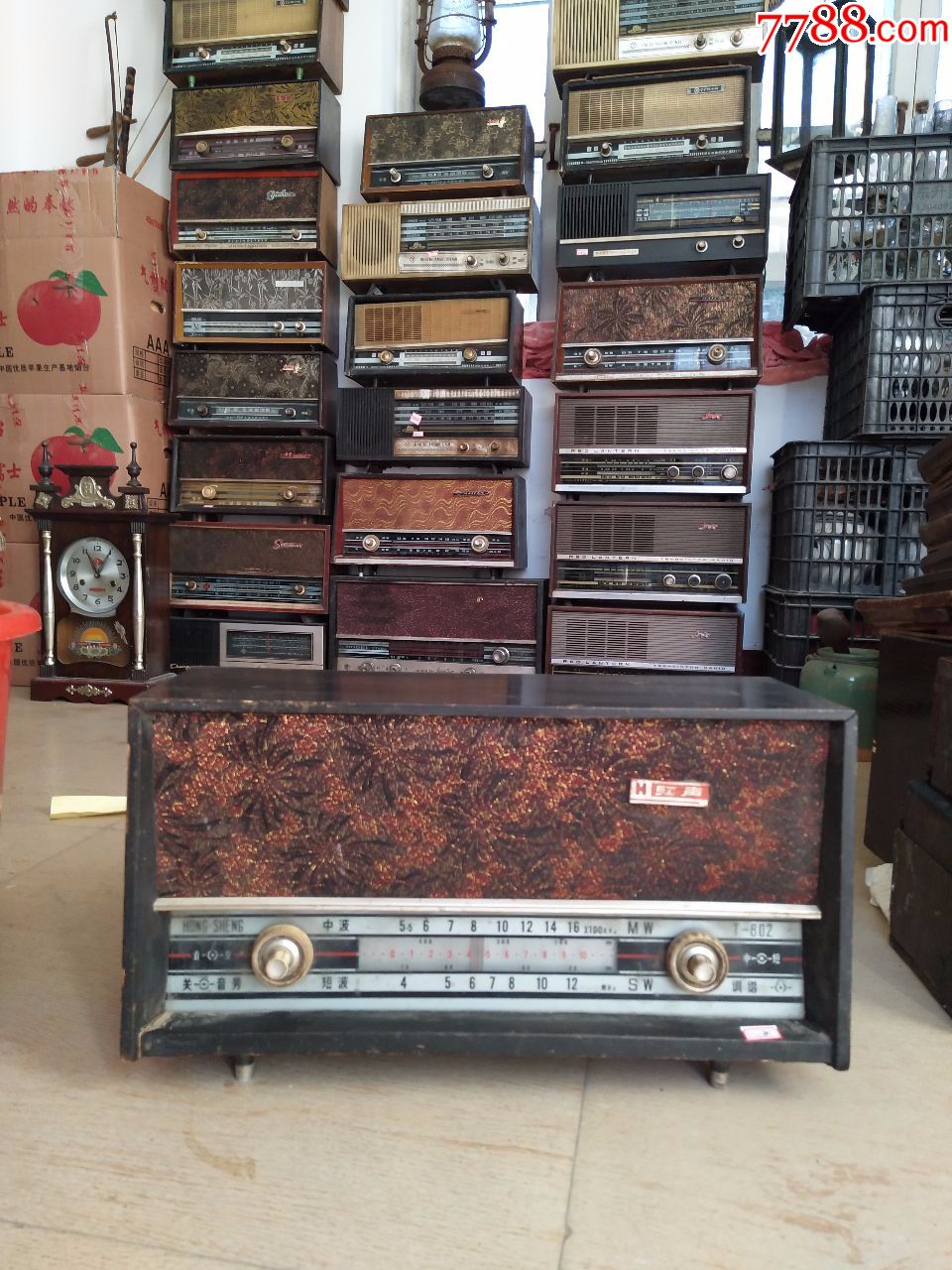 古董民俗文化大革命老旧物件二手怀旧老木壳收音机戏匣子712lya3