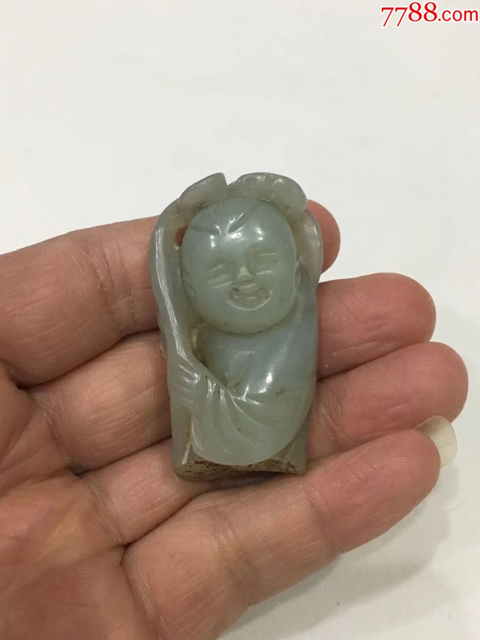 清代和田玉童子像