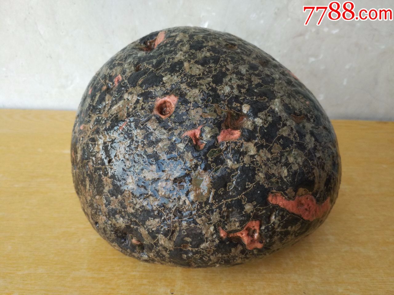 洛阳精品梅花玉原石11石型如水晶球金花金线绕玉坑缠丝网纹