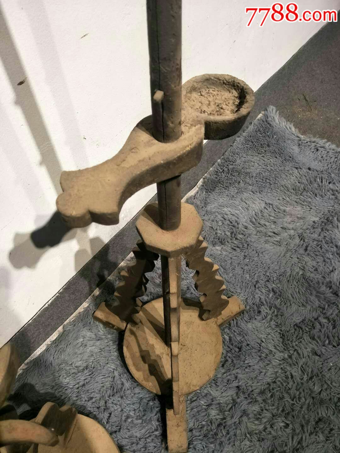 木头老灯架2个完整无残缺榆木