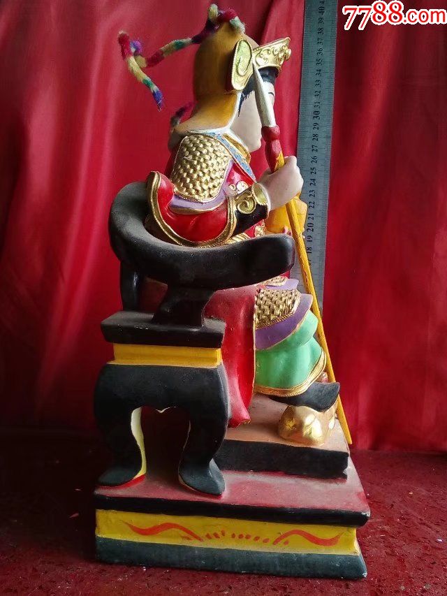 将军武将估计是穆桂英菩萨神像雕像摆件双狮子-木佛像/人像-7788木艺