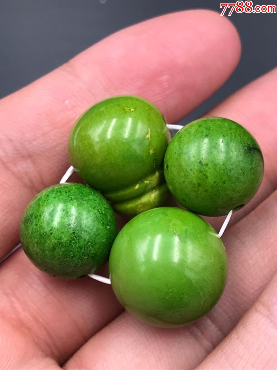 19.2克天然三无原矿绿松石郧西料菜籽黄四件套星月配饰