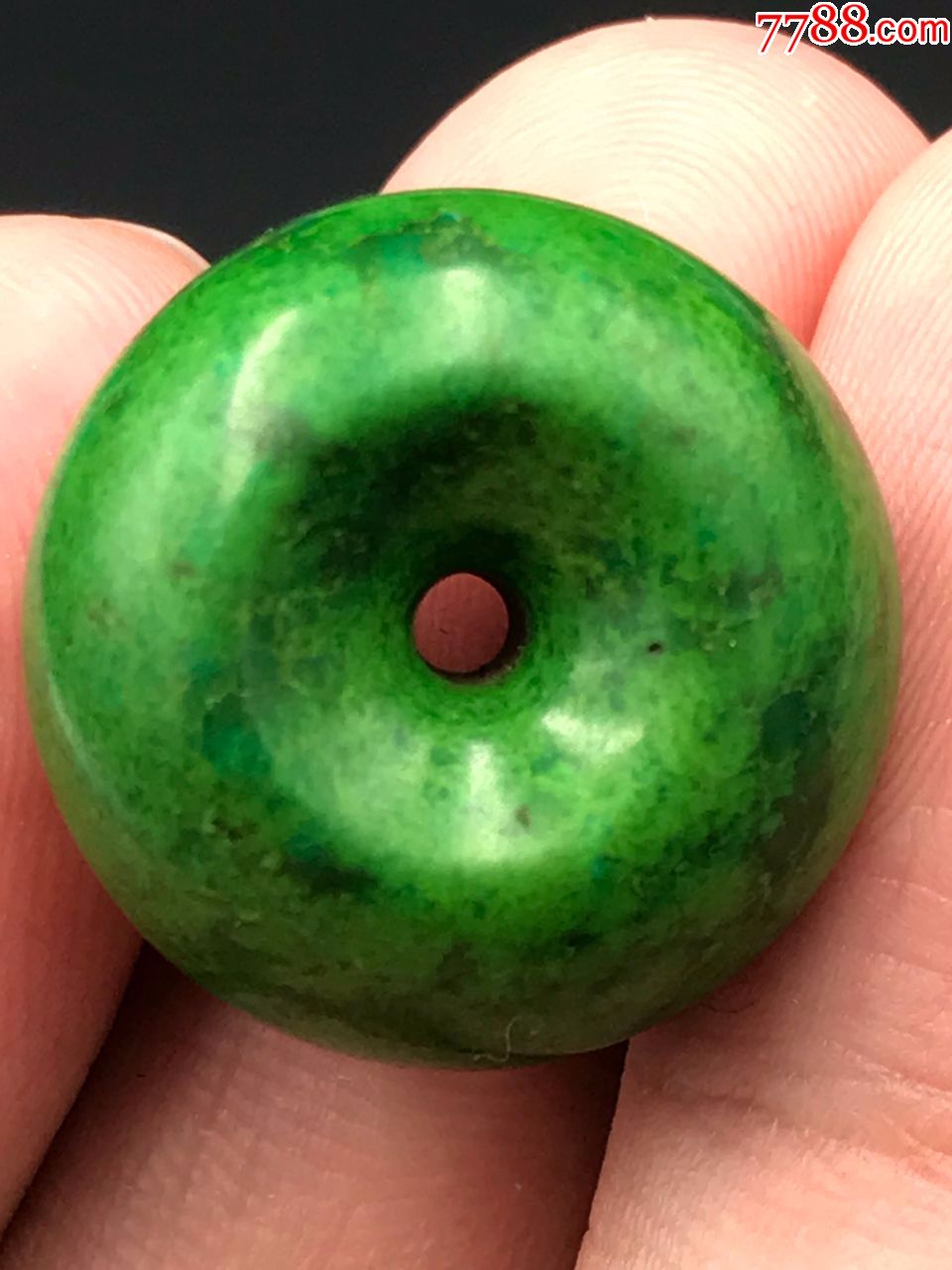 20 天然三无原矿绿松石菜籽绿郧西料平安扣7.4克