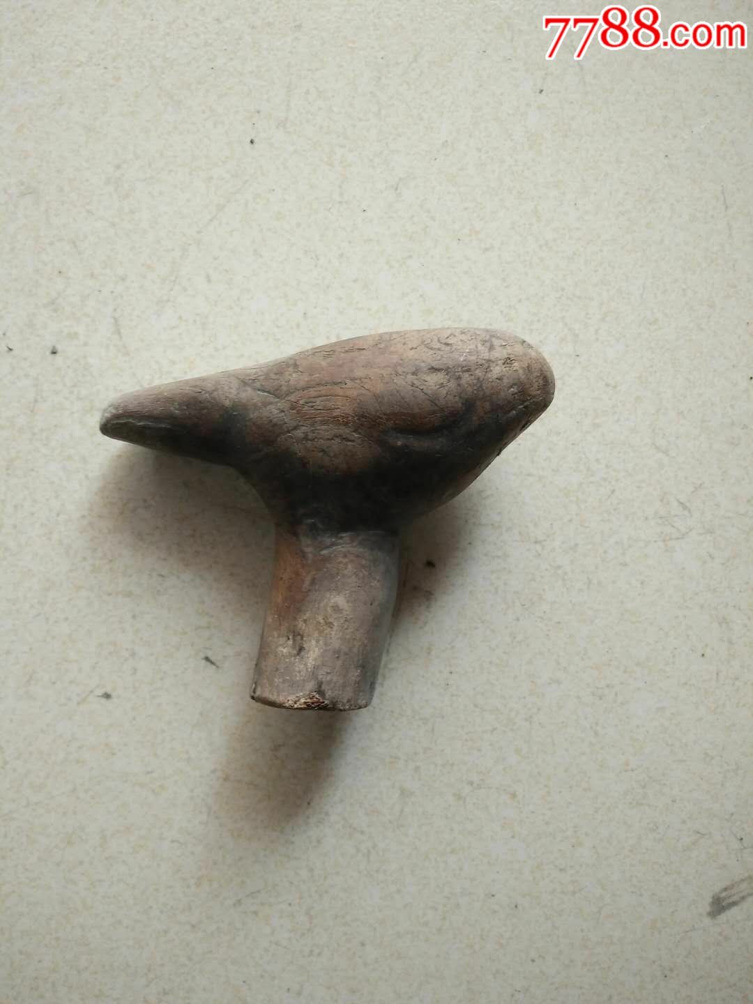 清代木刻鸟形拐杖头10*8cm-其他根雕/木雕-7788商城__七七八八商品