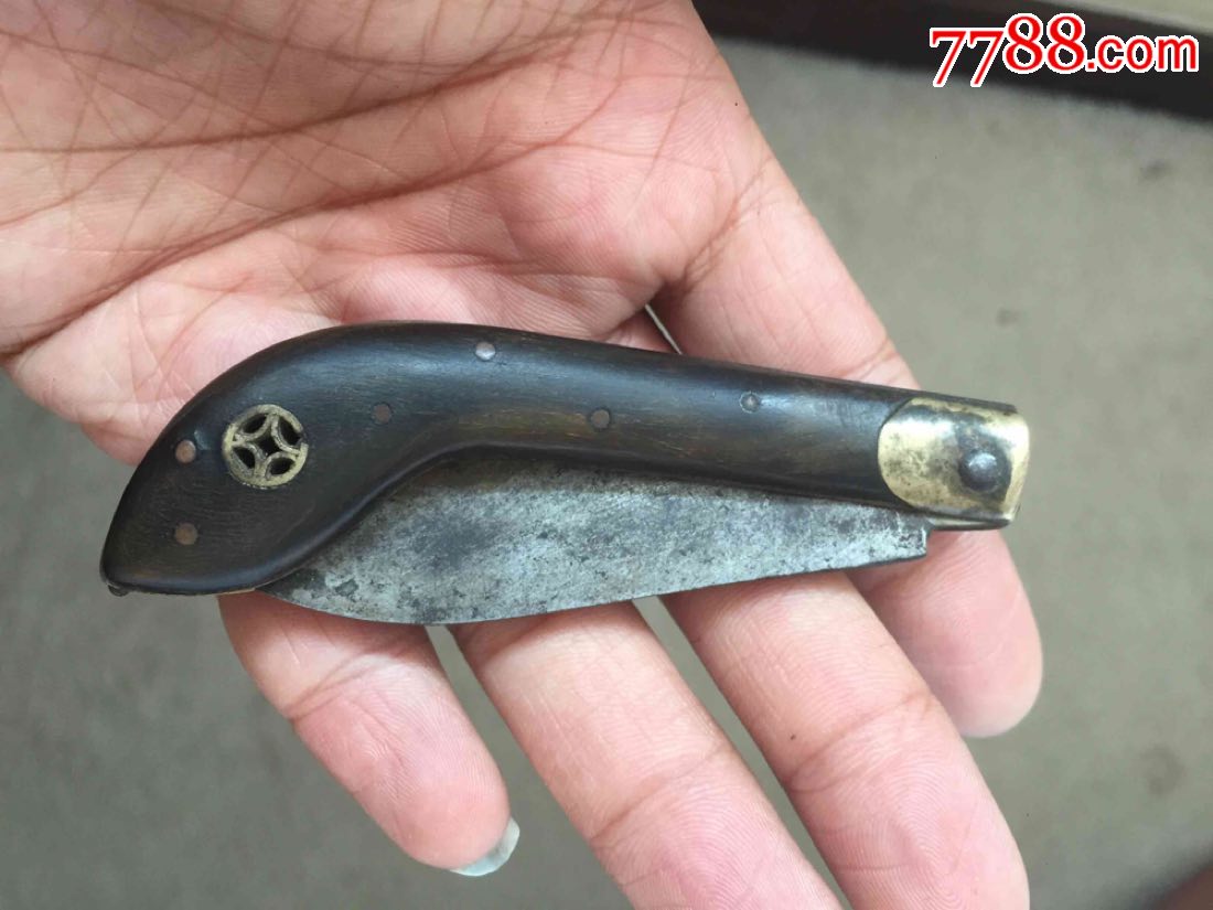 清代牛角把双刀片刀