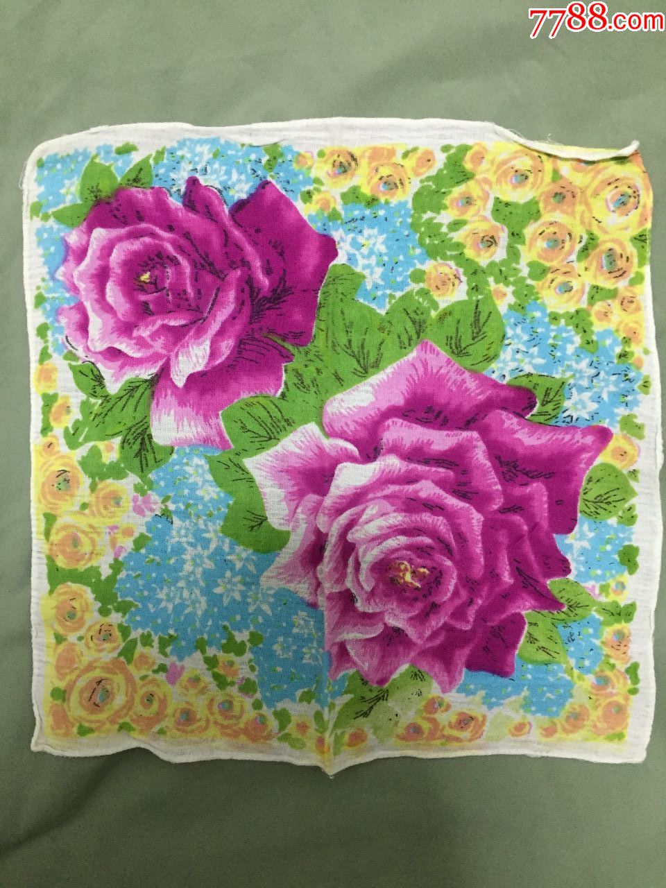 怀旧老手绢手帕花卉,月季
