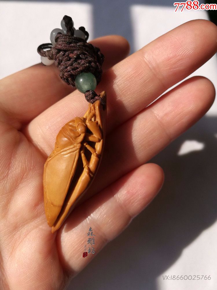 森雅坊橄榄核雕刻单核原创蝉一鸣惊人薛斌雕刻
