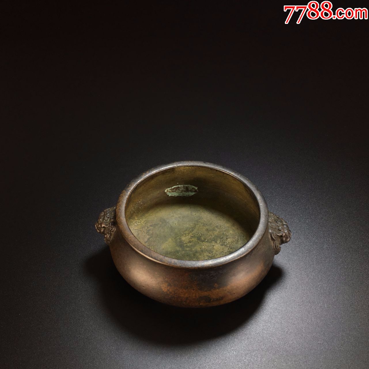 水月琴居款双狮耳铜香炉