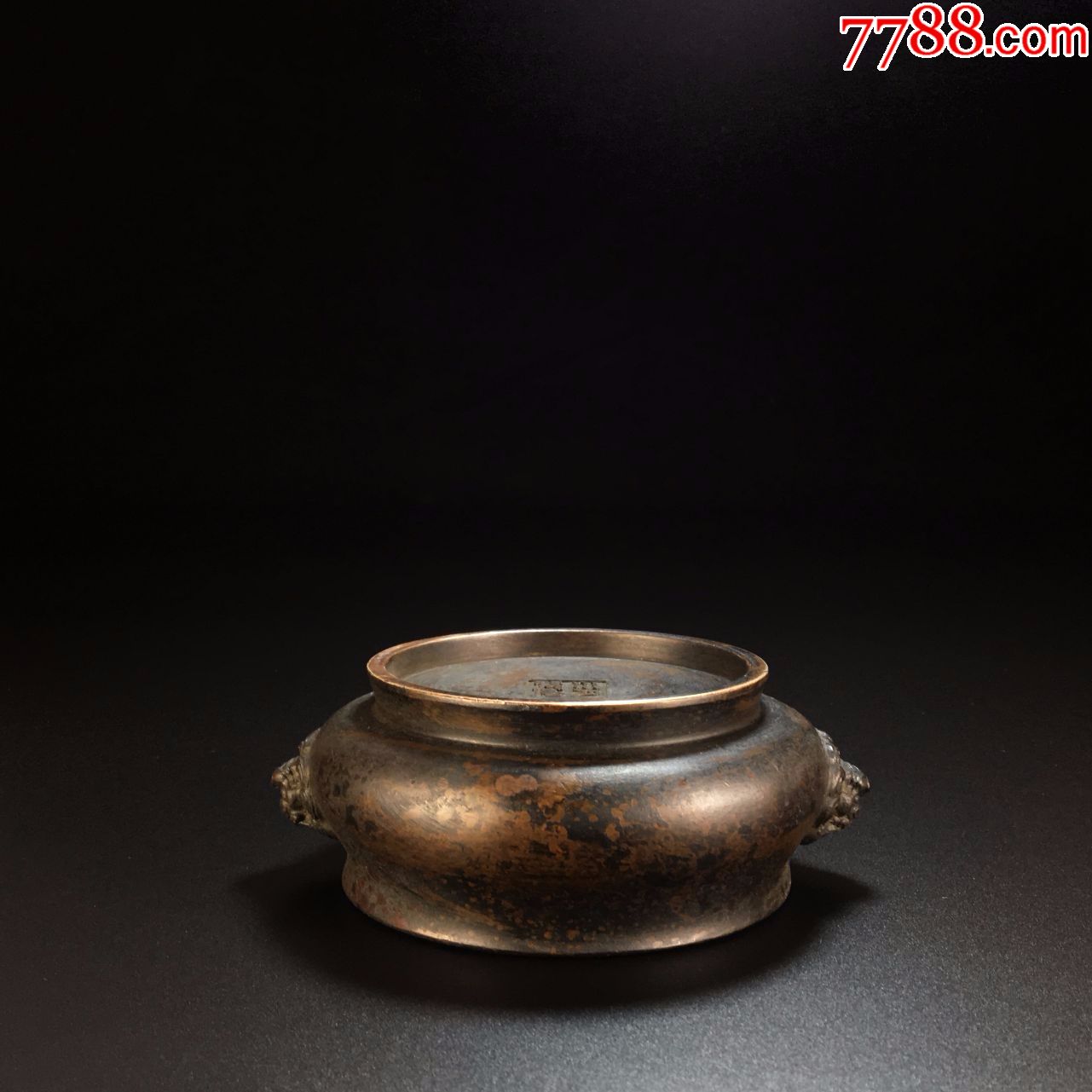 水月琴居款双狮耳铜香炉