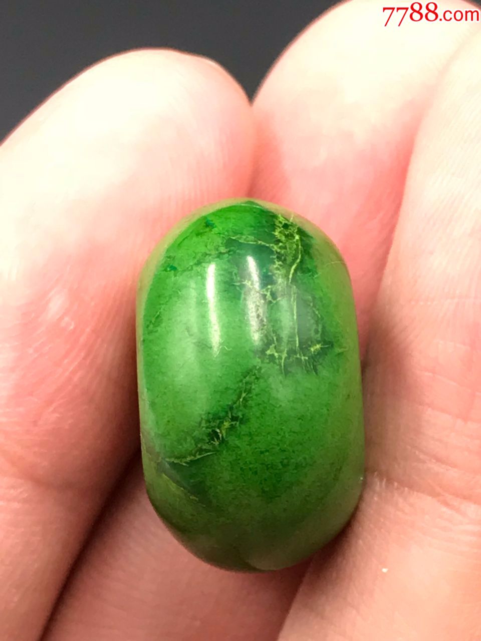 20.5毫米天然三无原矿绿松石郧西料菜籽绿平安扣6.9克