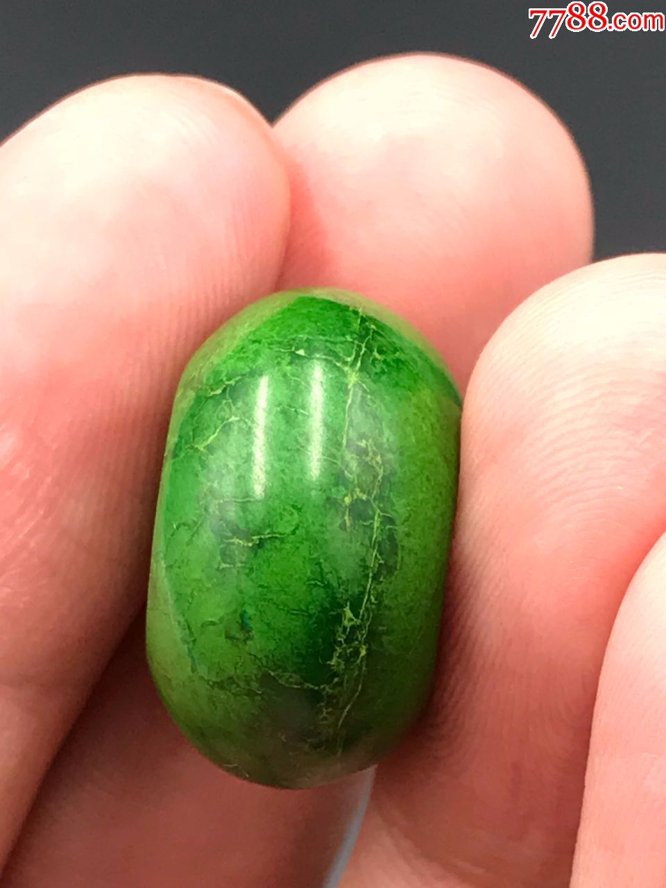 20.5毫米天然三无原矿绿松石郧西料菜籽绿平安扣6.9克