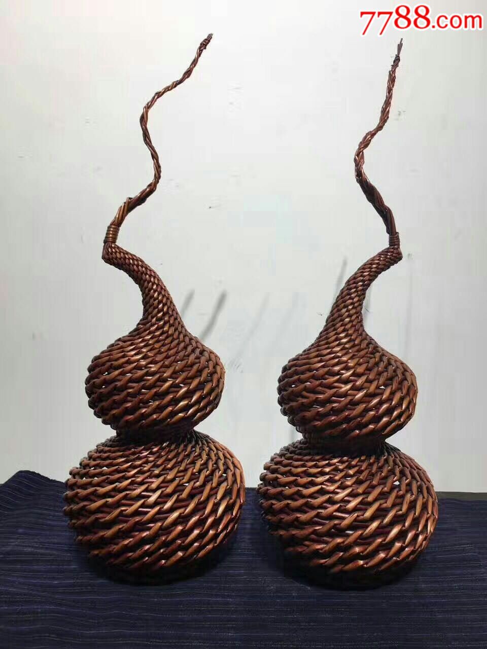 纯手工编织藤条葫芦一对