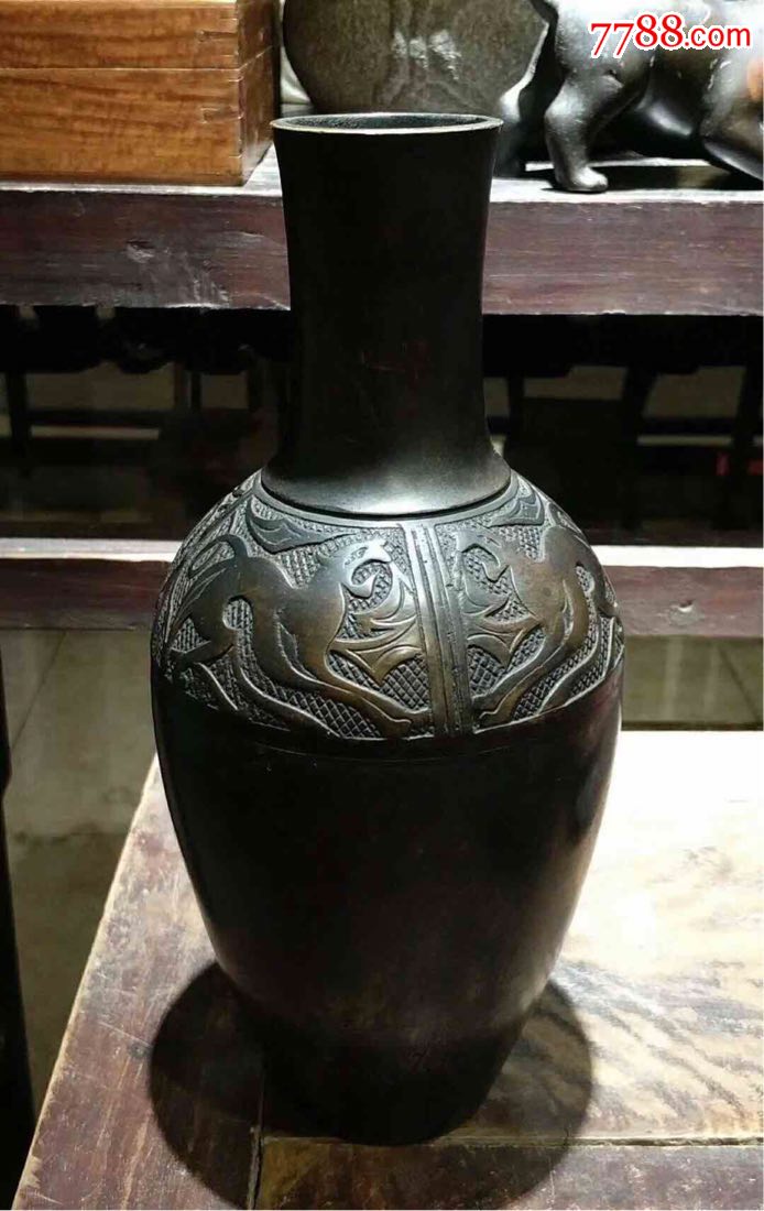 清末民国铜花瓶造型大气工艺精湛款正德年制高26厘米重1120克