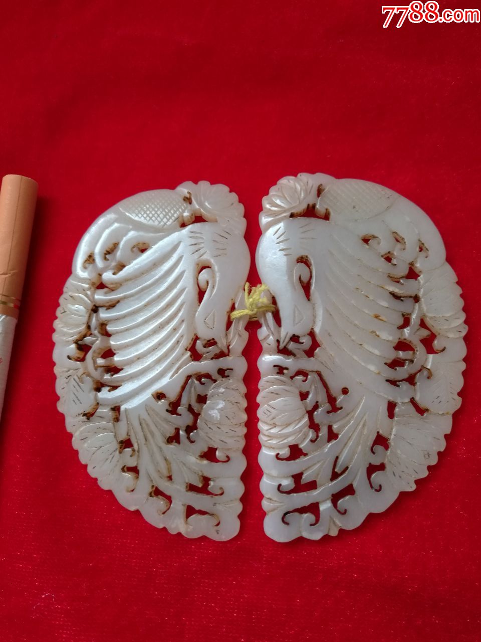 民国双对鸟玉佩