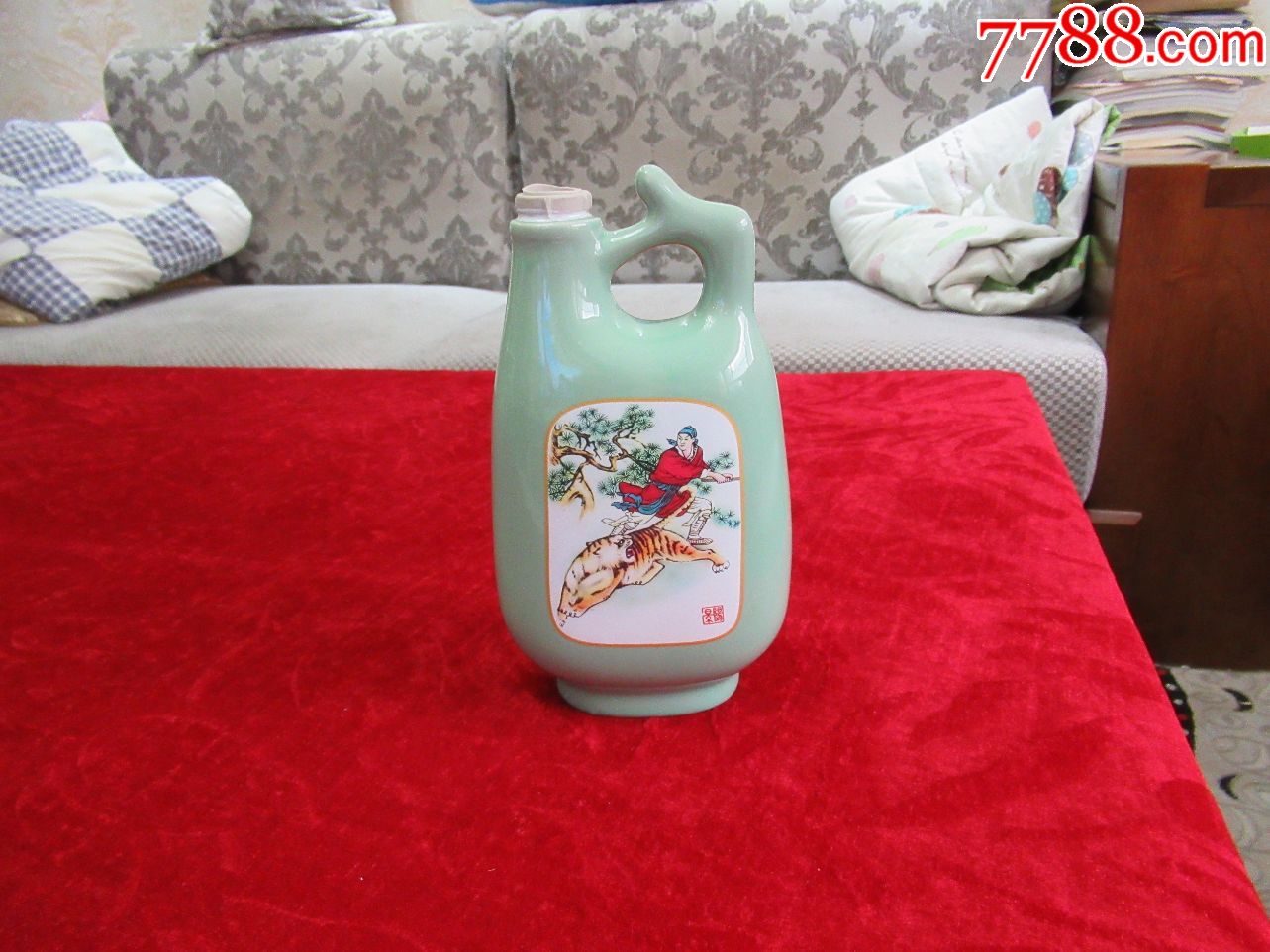 【酒瓶收藏】景阳春武松打虎一斤装瓷酒瓶(完美品相)_酒瓶_图片收藏