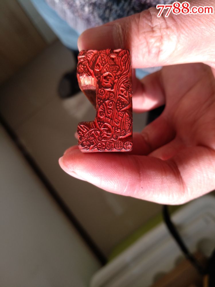 招财童子和合二仙黄杨木印章