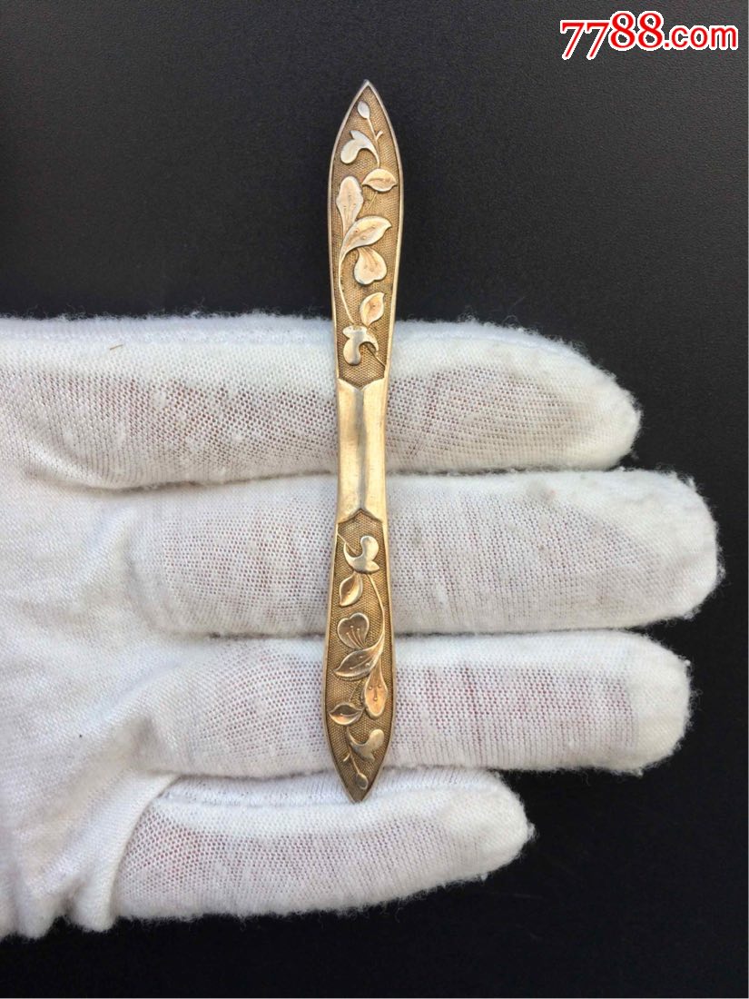 徽州工精模"复昌足纹"银鎏金双尖