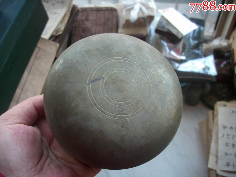 老和尚化缘用的白铜钵盂高7厘米口直径125厘米