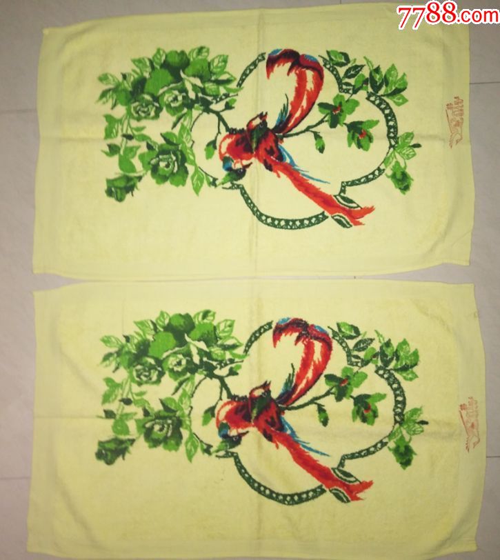 70年代老式印花枕巾图片