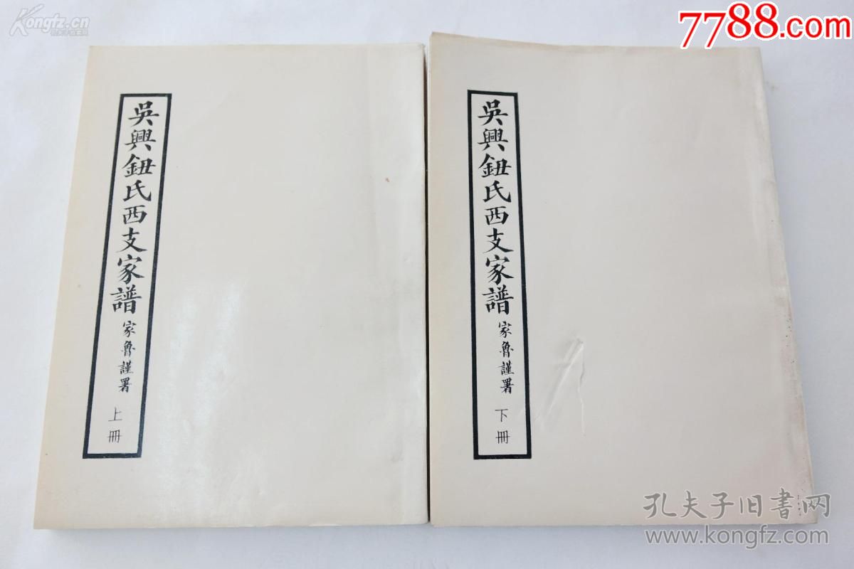 《吴兴钮氏西支家谱》上下2册全保存较好16开竖排影印本