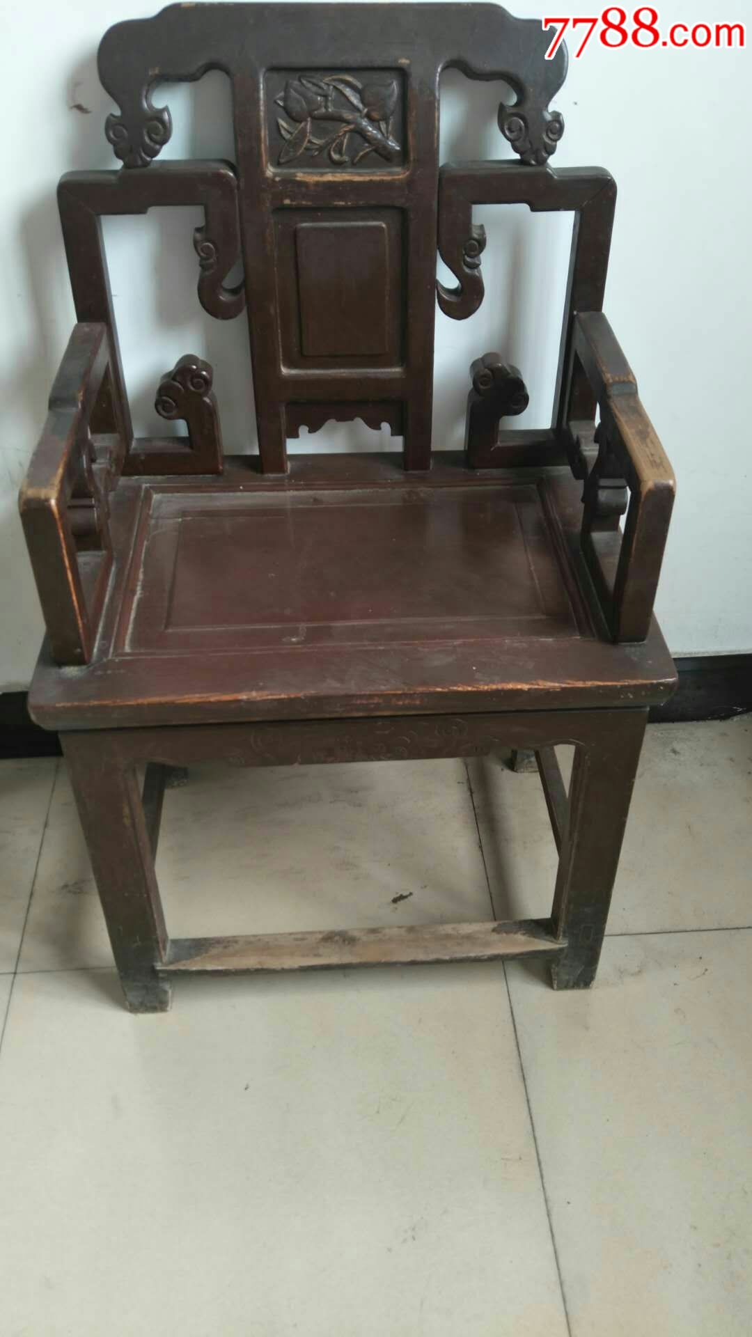 清代核桃木太师椅一对_木椅/凳_第8张_7788旧家具收藏