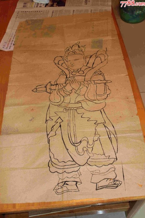 清代手绘白描人物画十四